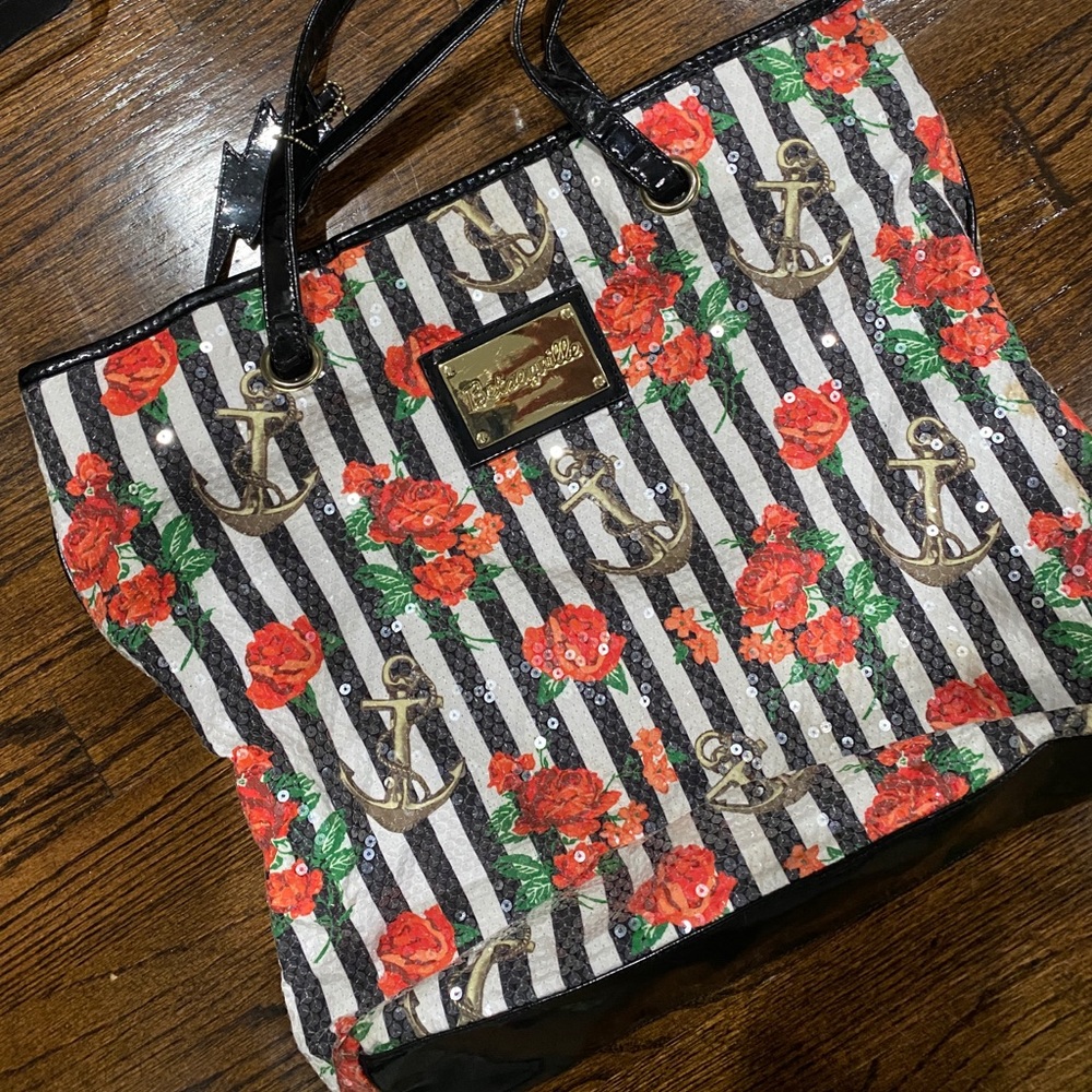 Betsey Johnson Sequin Anchor and Rose bag